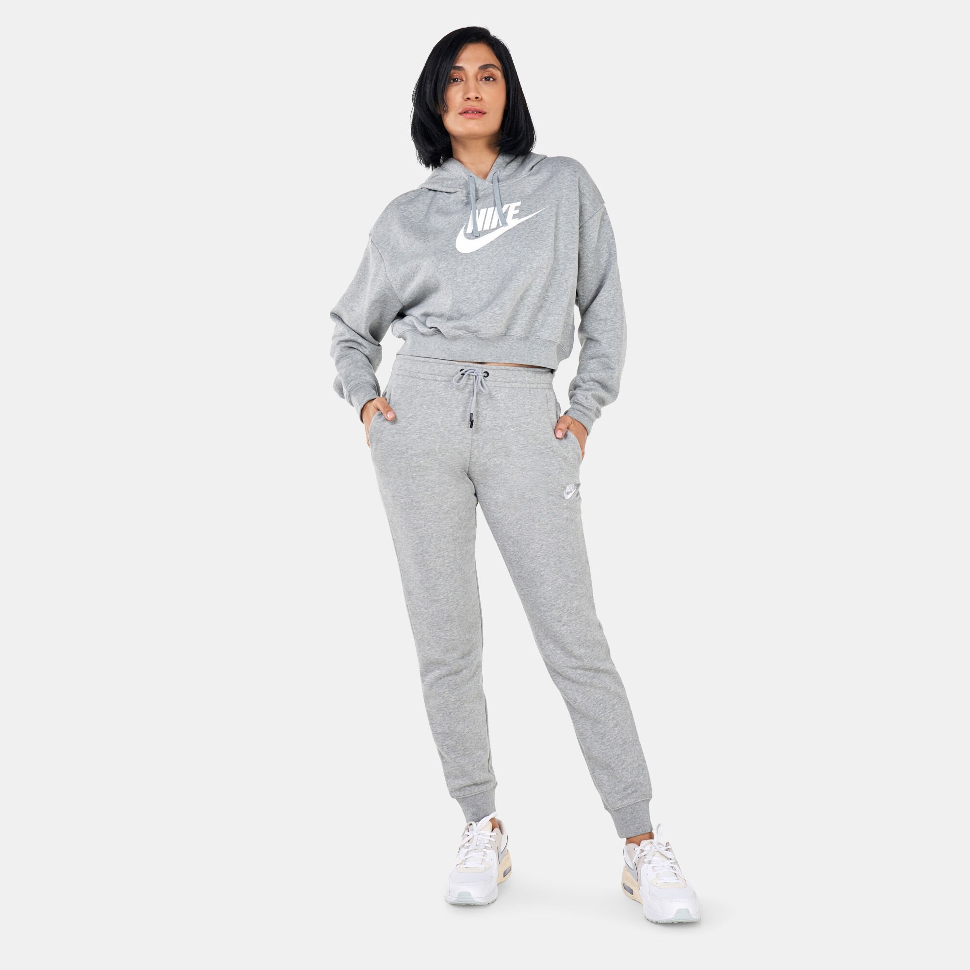 Women s Sportswear Club Fleece Oversized Crop Graphic Hoodie Grey Nike in Kuwait SSS