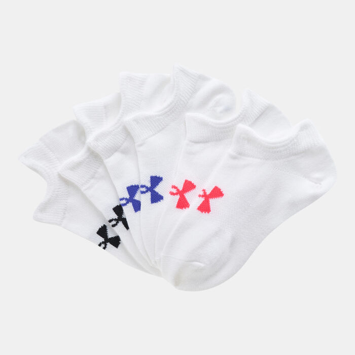 Under Armour Kids’ Essential No Show Socks (6 Pairs) (Older Kids) White image number 0