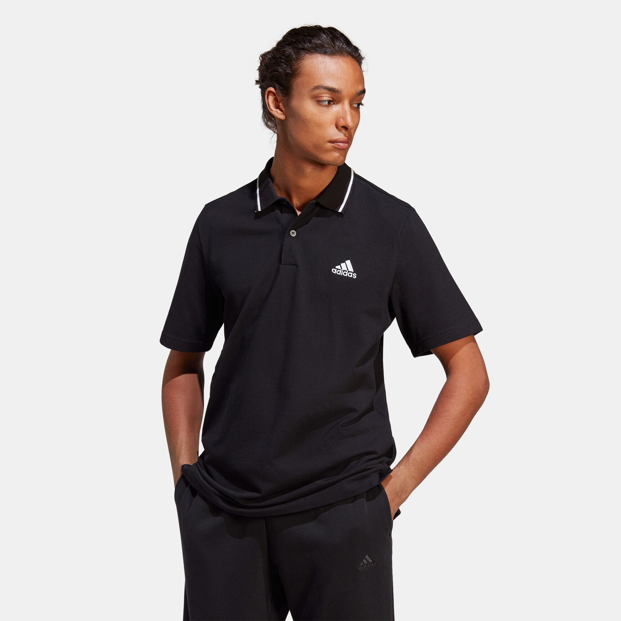 Adidas essentials 3 stripe polo shirt best sale