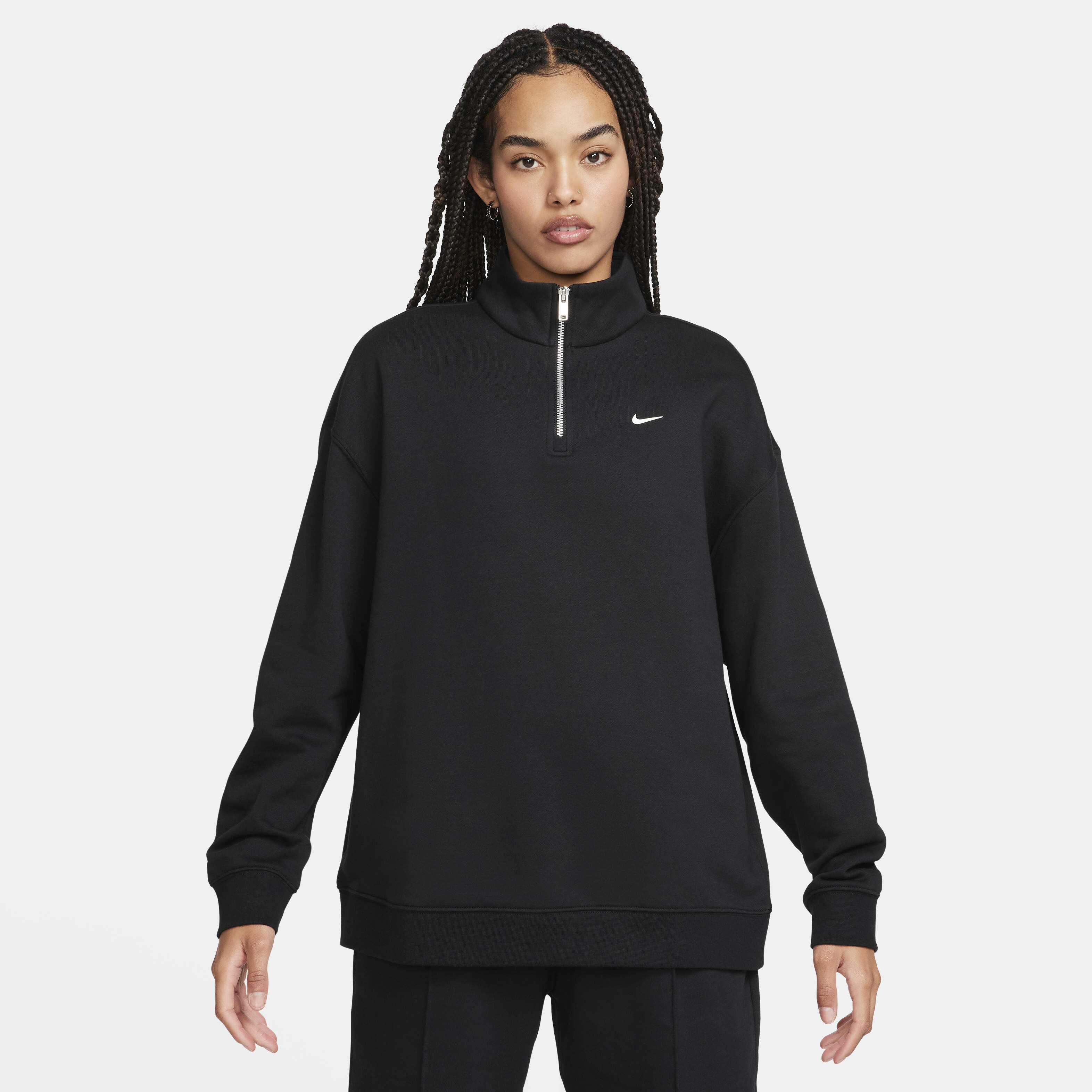 Women s Sportswear Oversized 1 4 Zip Fleece Top Black Nike in Kuwait SSS
