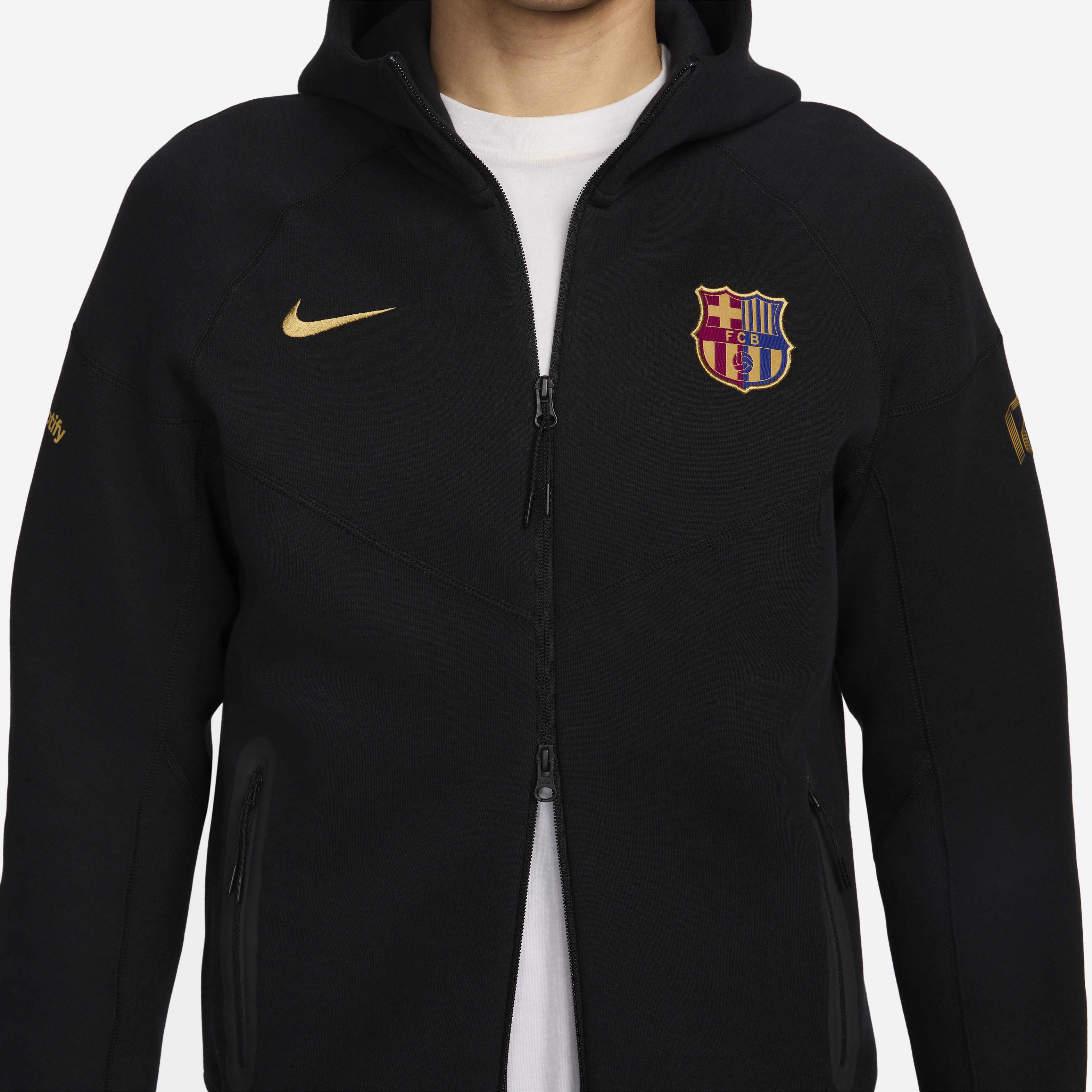Men s F.C. Barcelona Tech Fleece Windrunner Football Full Zip Hoodie Black Nike in Kuwait SSS