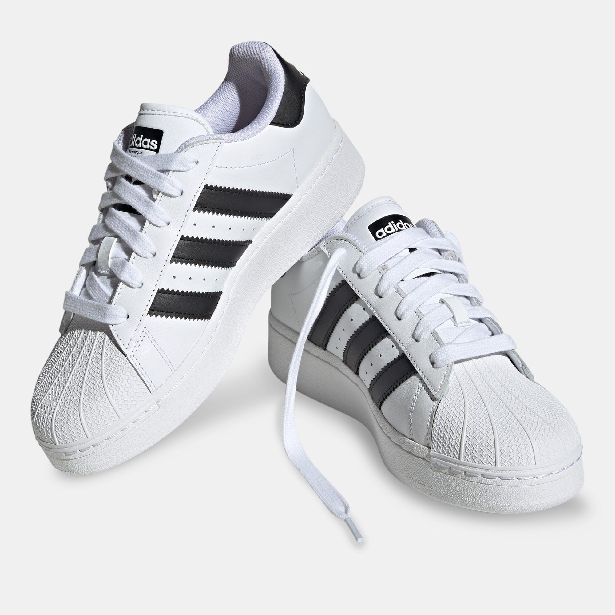 Womens superstar shoes black and white on sale