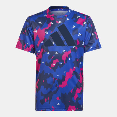 adidas Kids' Train Essentials Seasonal AEROREADY Print T-Shirt Blue