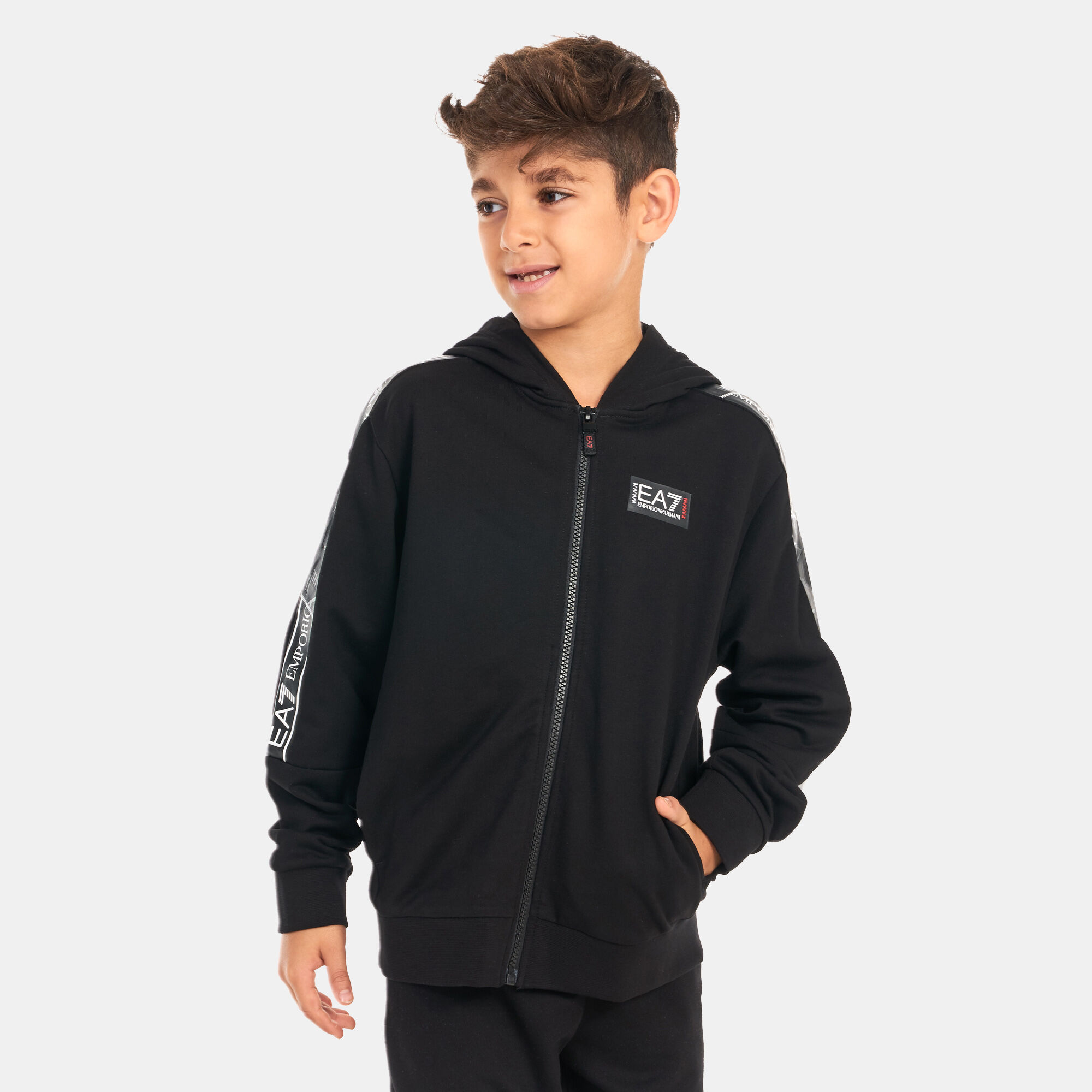 Kids Logo Series Full Zip Hoodie Black EA7 Emporio Armani in Kuwait SSS