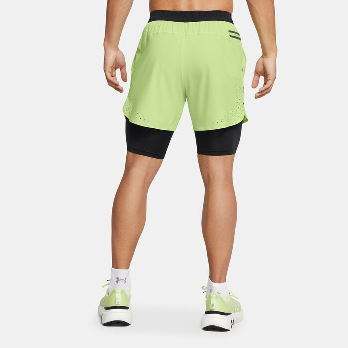 Under Armour Men's Peak Woven 2-in-1 Running Shorts Green image number 1