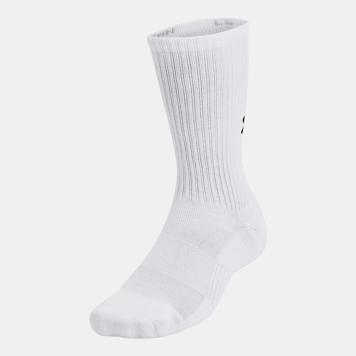 Under Armour Training Cotton Crew Socks (3 Pairs) White image number 2