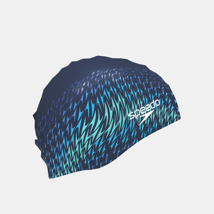 Speedo Printed Silicone Swimming Cap Blue image number 1