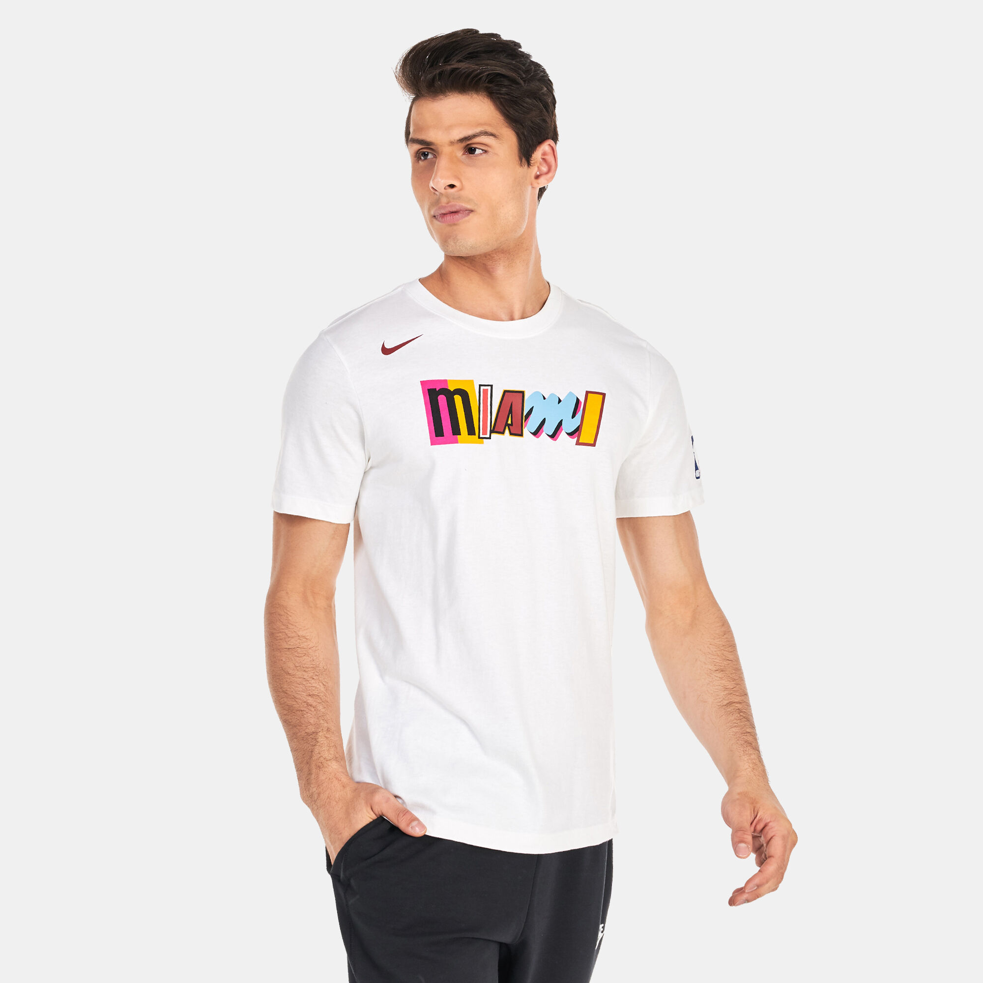 Men s Miami Heat City Edition NBA Logo T Shirt White Nike in Kuwait SSS