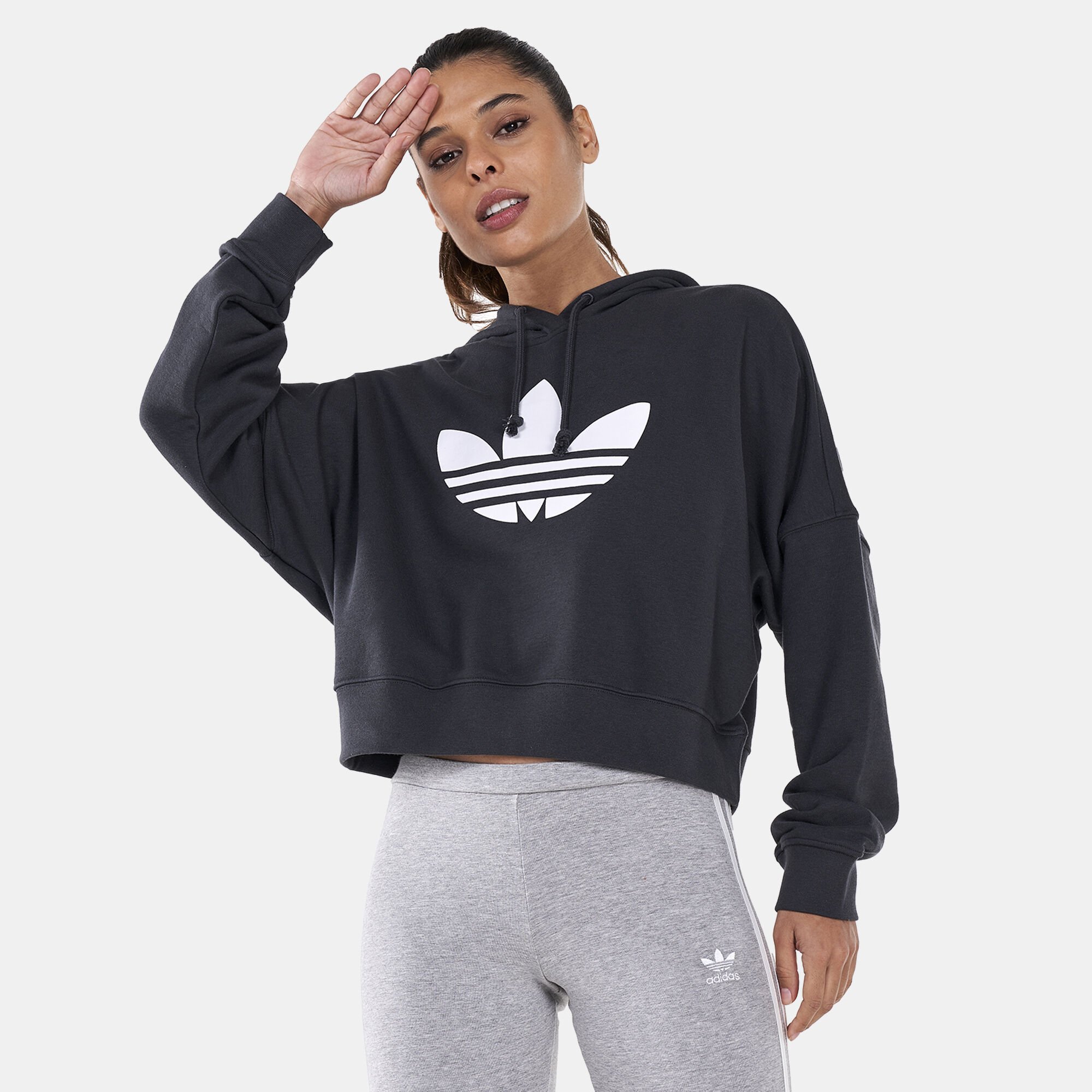 Buy adidas Originals Women s Cropped Hoodie Grey in Kuwait SSS
