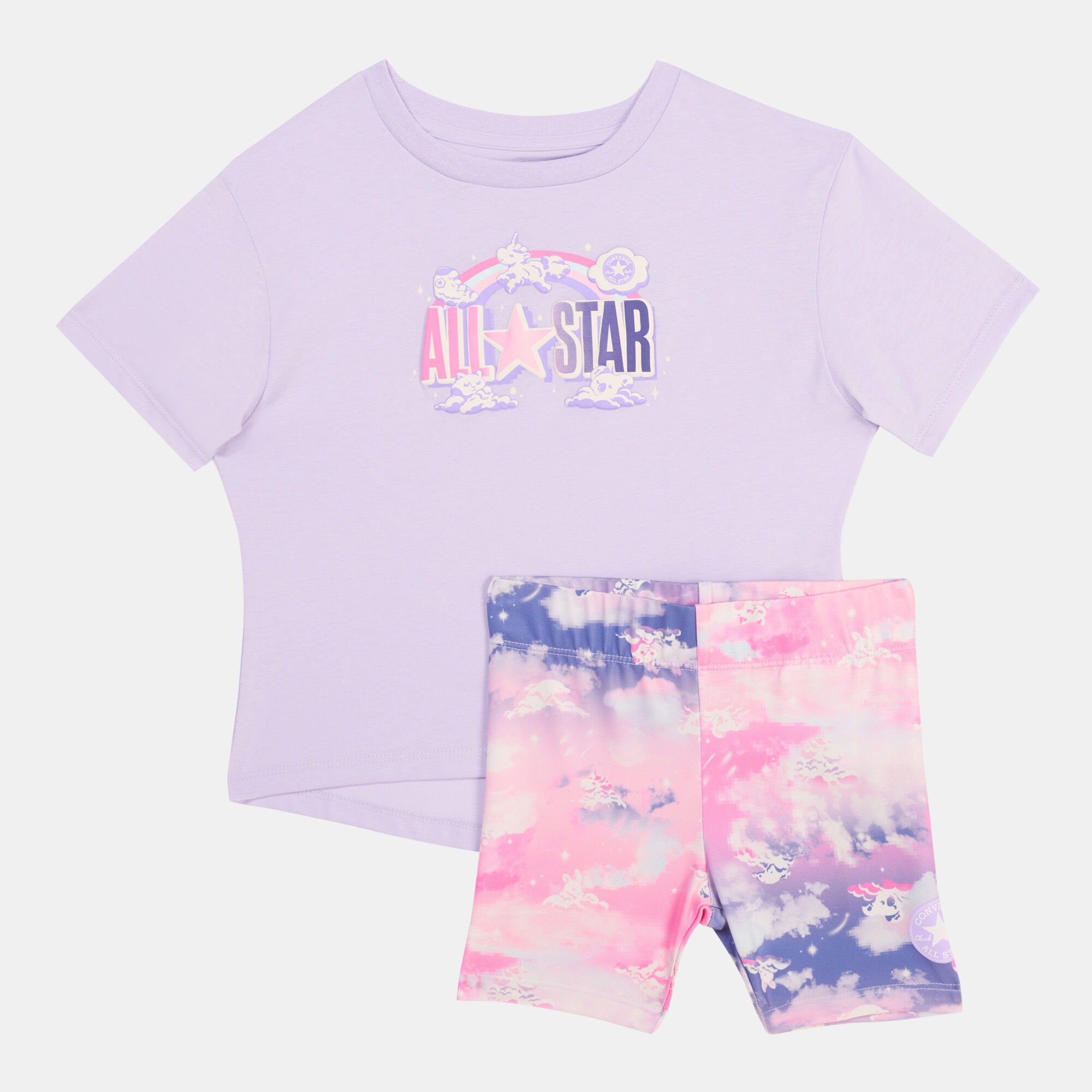 Kids Relaxed T Shirt and Biker Shorts Purple Converse in Kuwait SSS