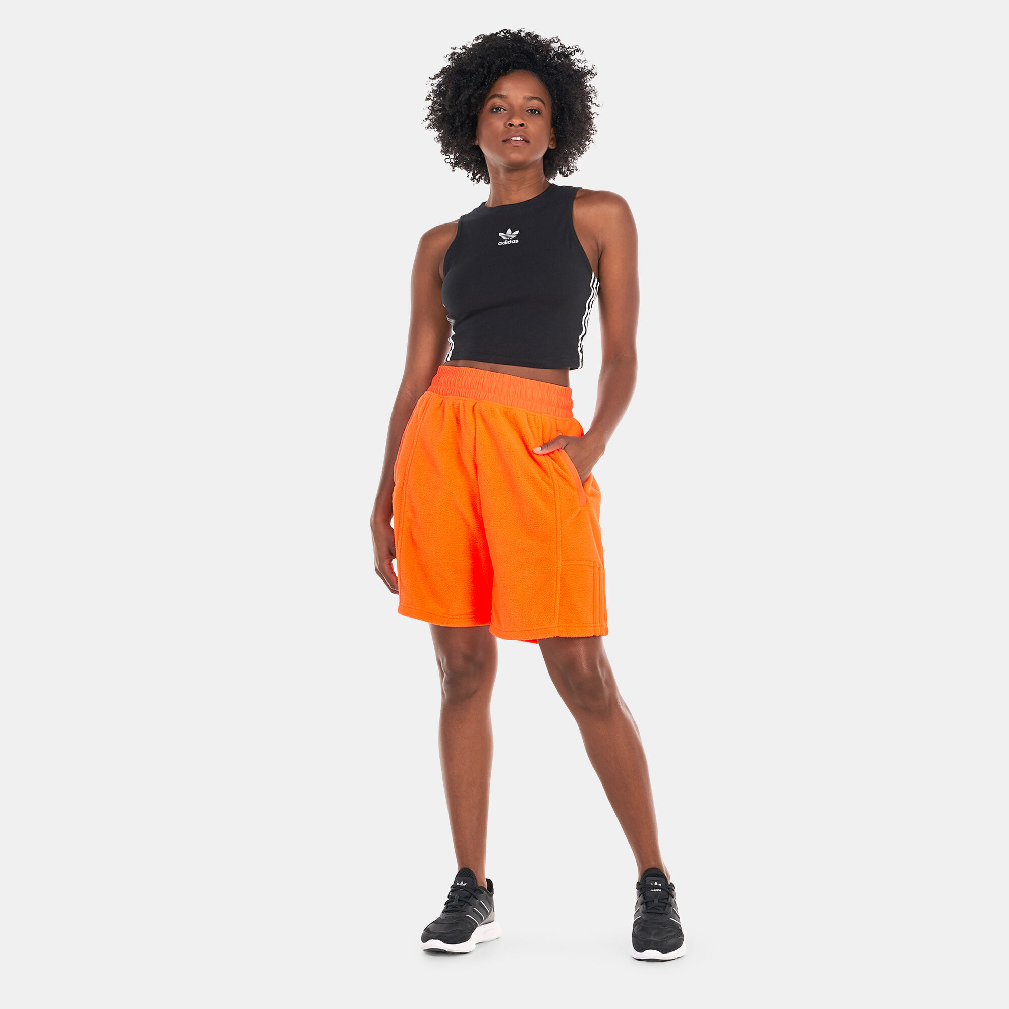 Adidas fleece shorts women's sales