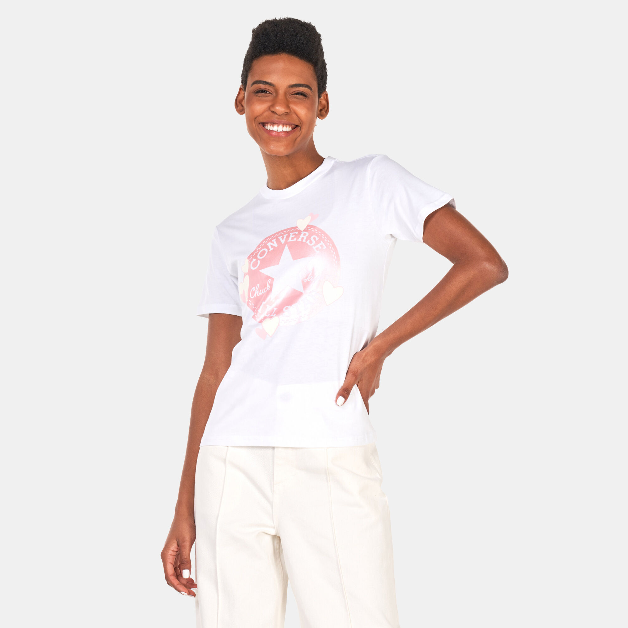 Buy Converse Women s Heart All Star Patch T Shirt Pink in Kuwait SSS