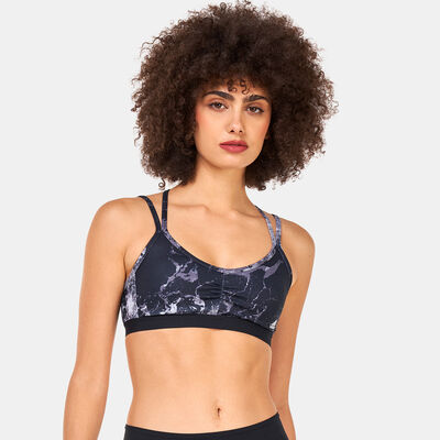 adidas Women's Yoga Essentials Studio Light-Support Printed Sports Bra Black