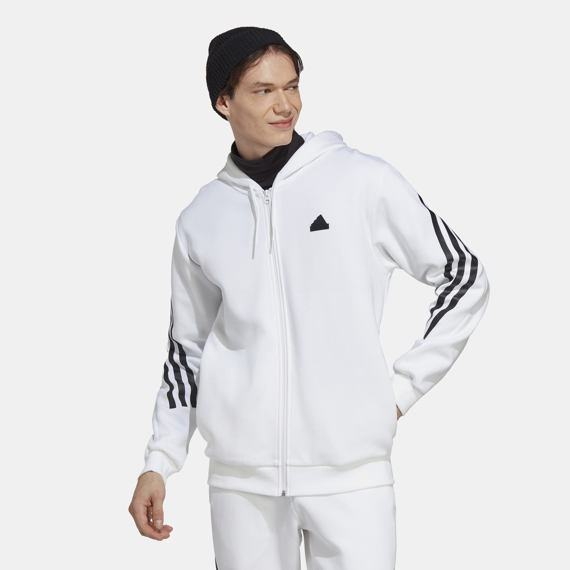 Men s Future Icons 3 Stripes Full Zip Hoodie White adidas in Kuwait SSS
