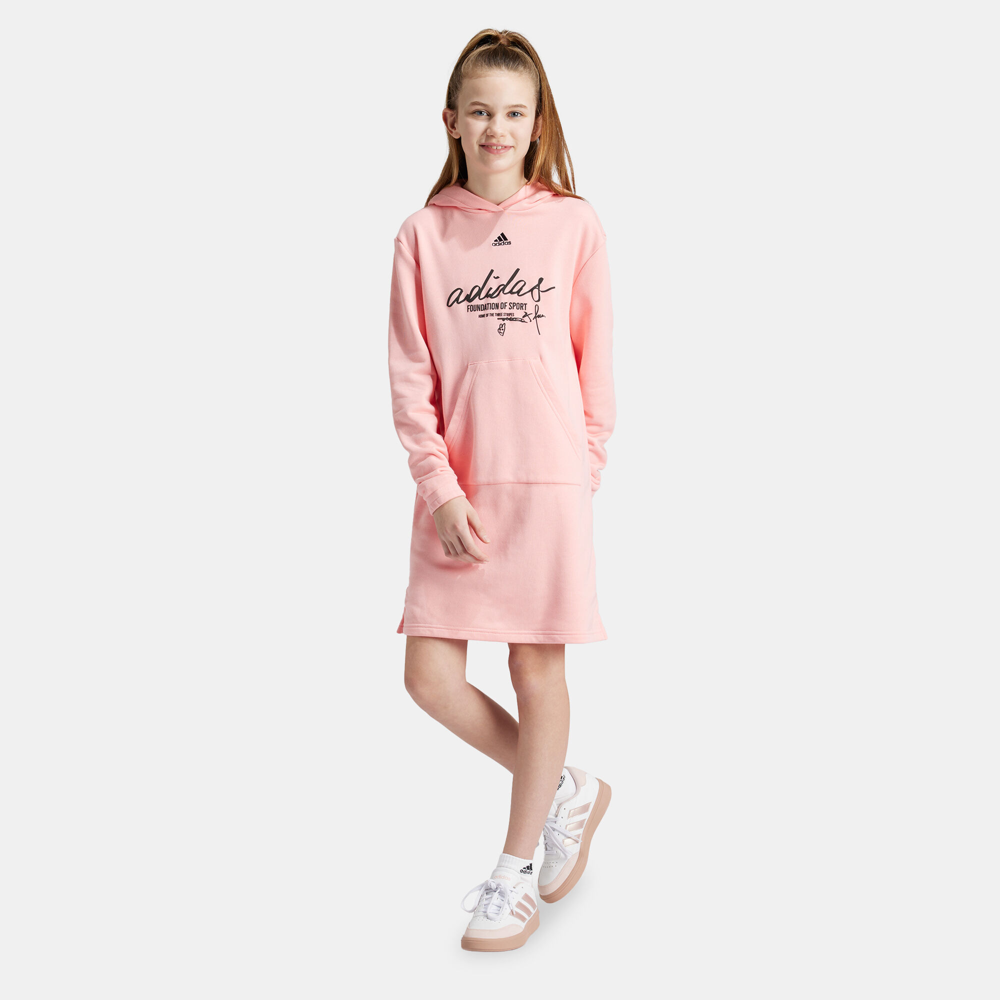 Kids Brand Love Hooded Dress Pink adidas in Kuwait SSS