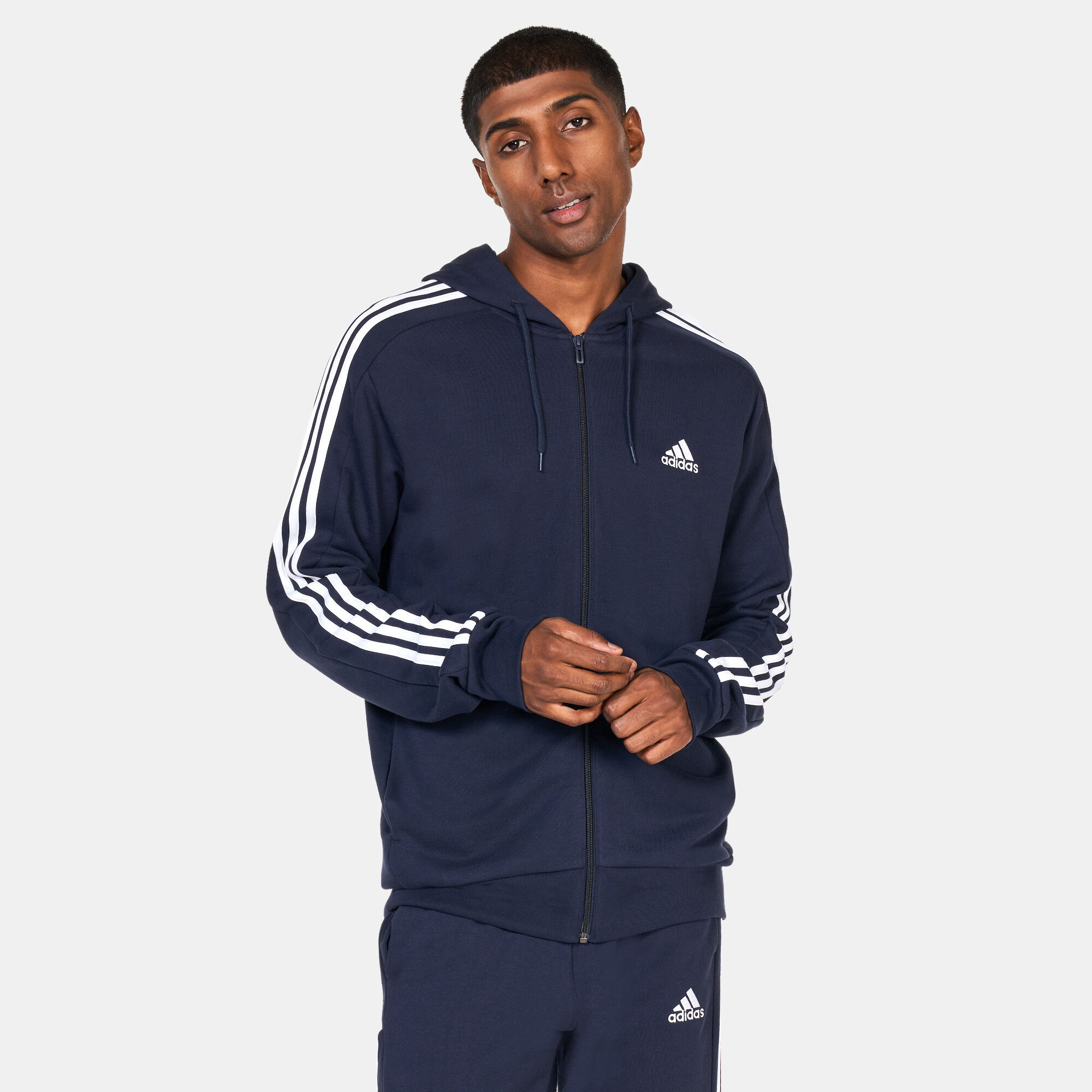 Adidas 3 stripes full new arrivals zip hoodie