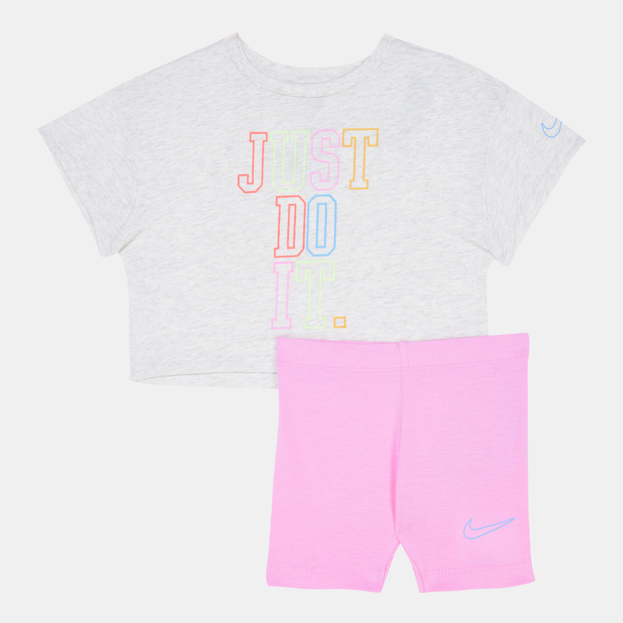 Buy Nike Kids Retro Rewind T Shirt Bike Shorts Set Pink in Kuwait
