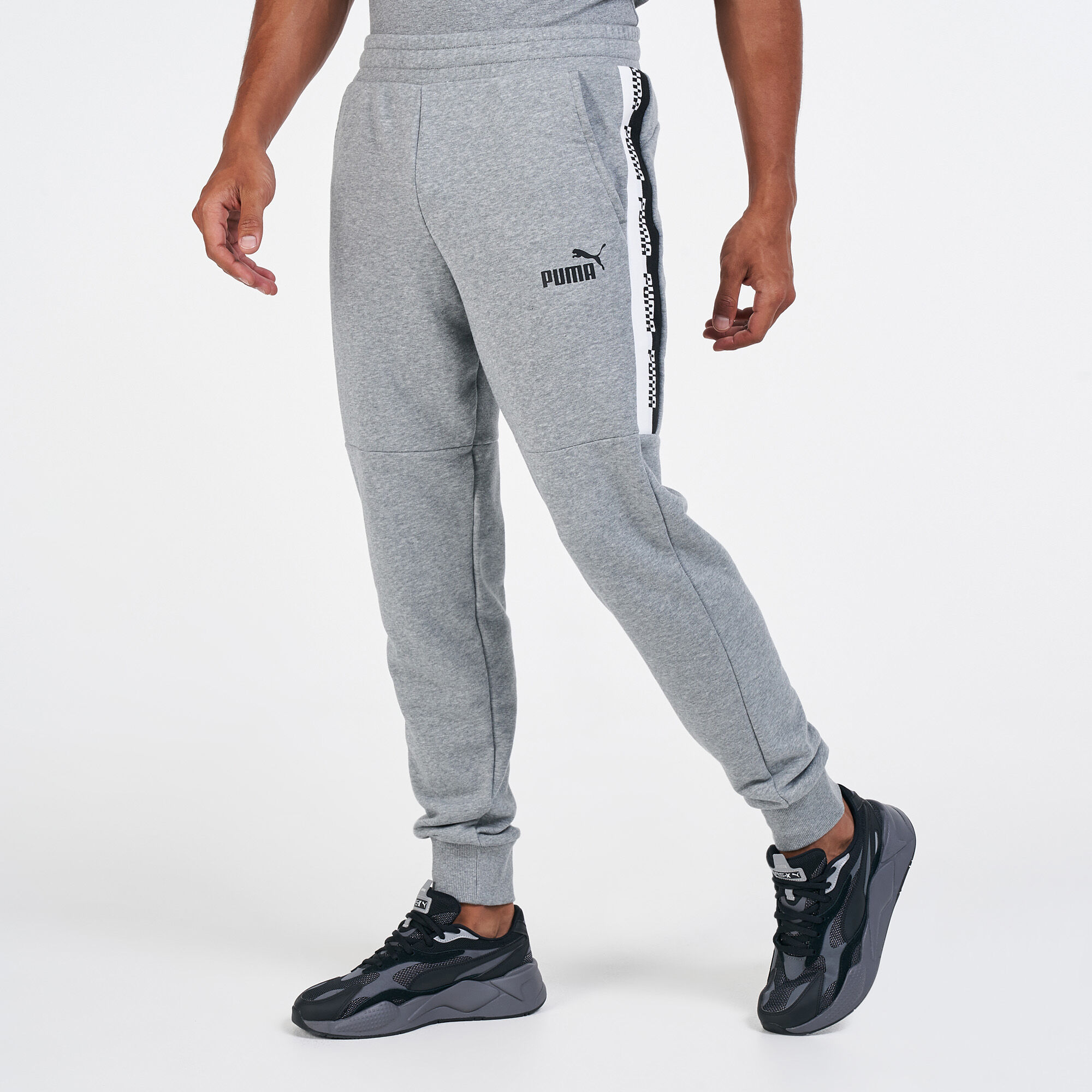 Puma mens amplified fleece sweatpants black on sale
