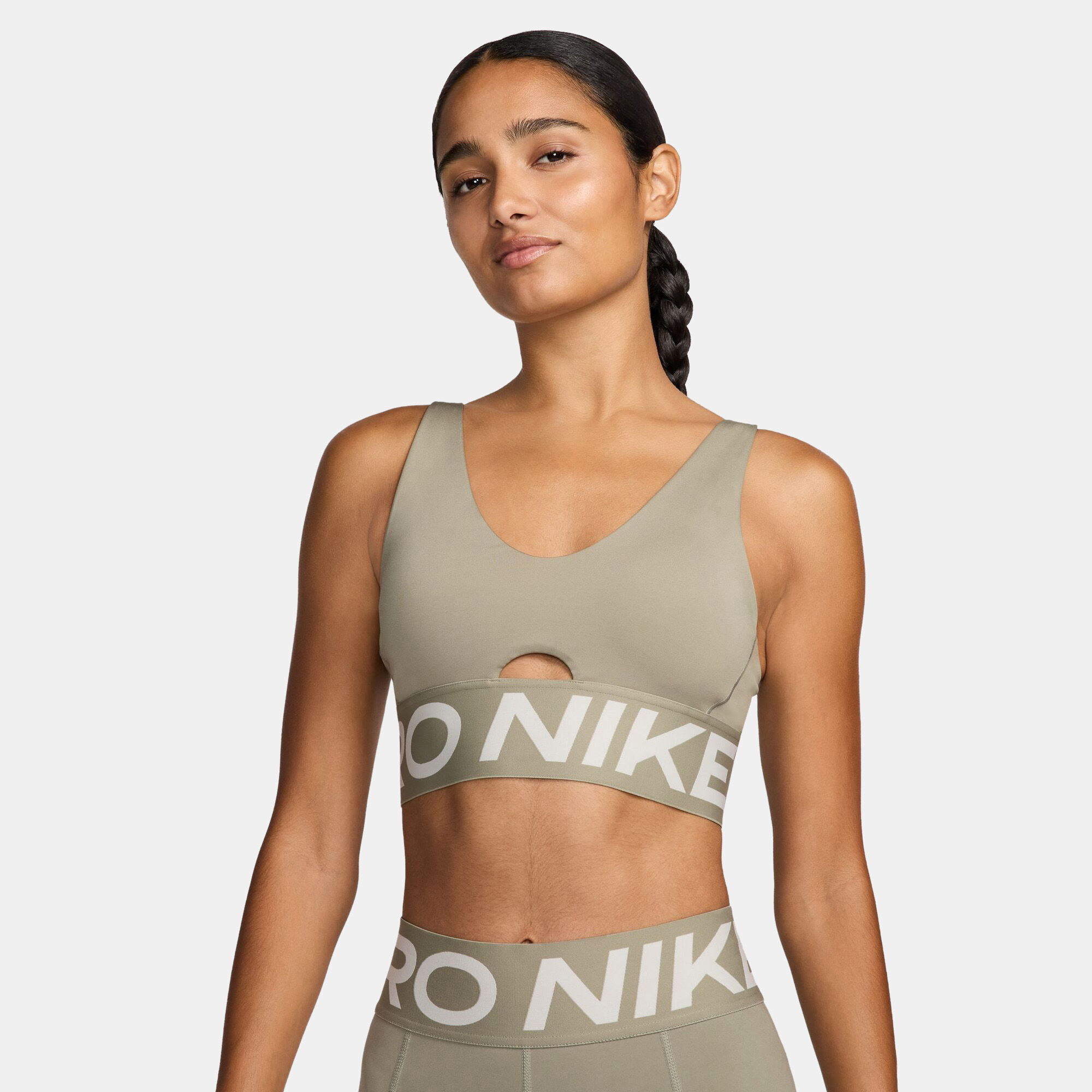 Women s Pro Indy Plunge Medium Support Training Sports Bra Green Nike in Kuwait SSS