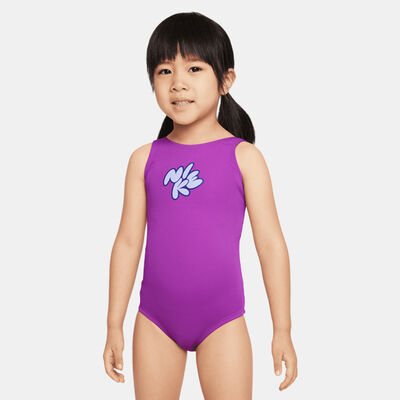 Nike Swim Kids' Bubble Script U-Back One Piece Swimsuit Purple