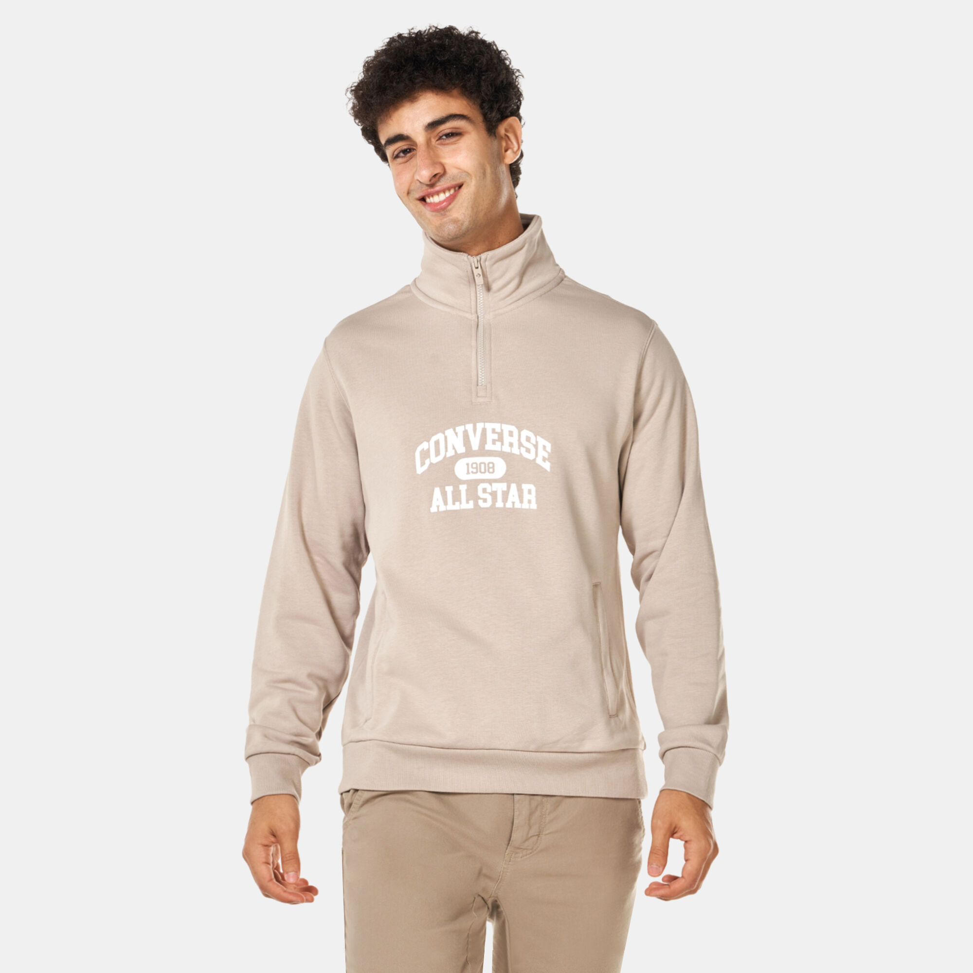 Men s Retro 1 4 Zip Sweatshirt Brown Converse in Kuwait SSS