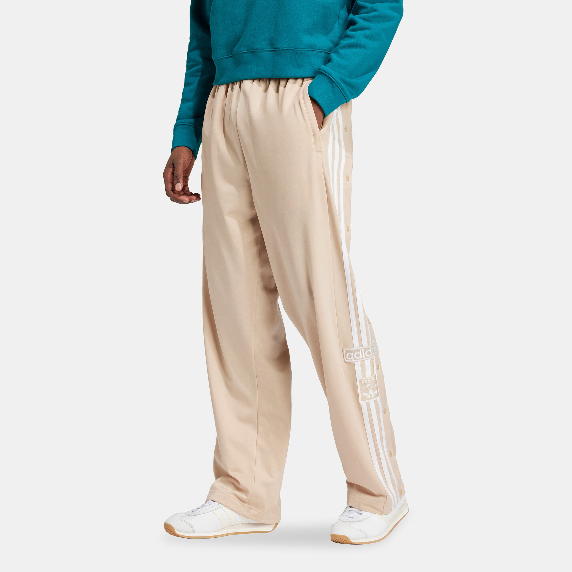 Adidas originals three stripe track pants in khaki top