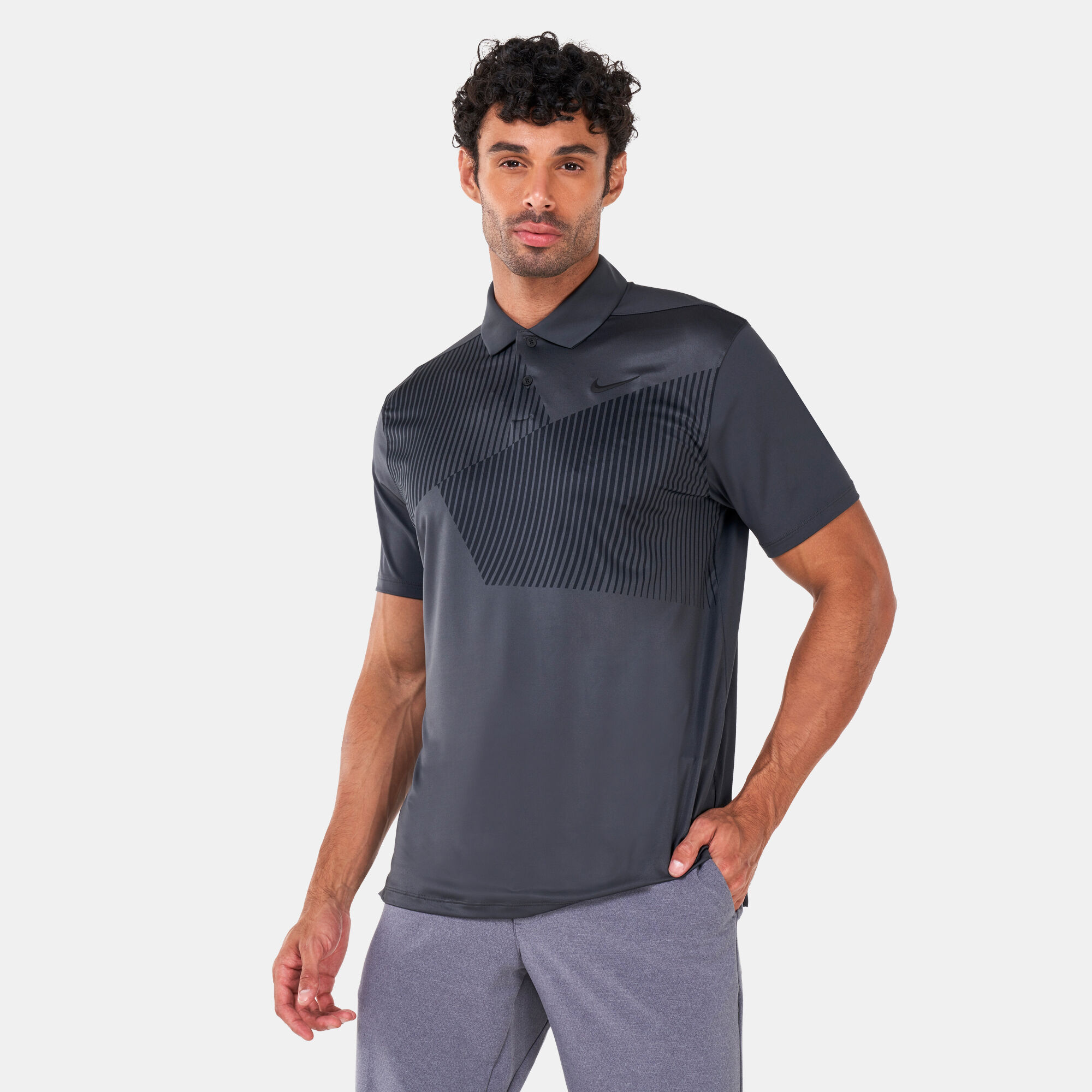 Men s Dri FIT Vapor Print Golf Polo Shirt Grey Nike in Kuwait SSS