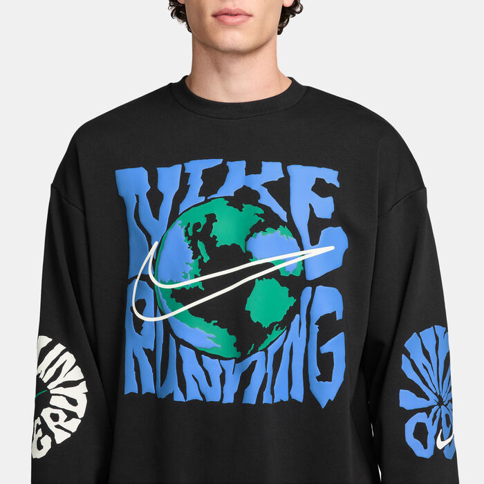 Nike Men's Run Energy Dri-FIT Fleece Running Sweatshirt Black image number 2