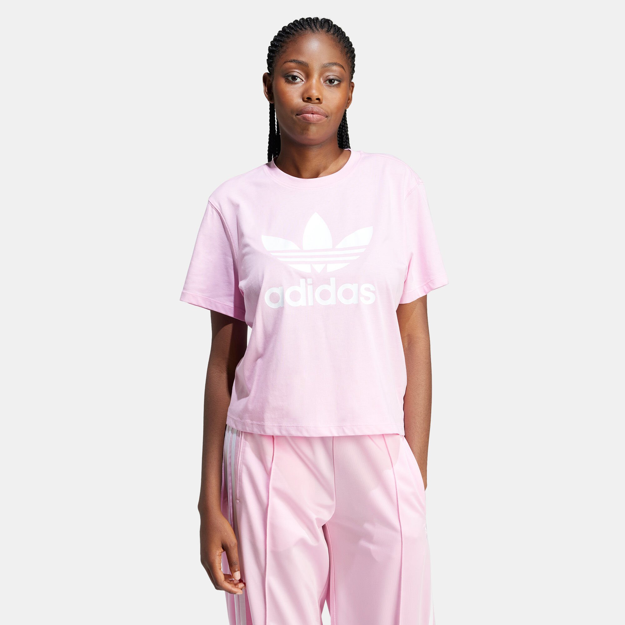 Pink adidas t shirt womens sale