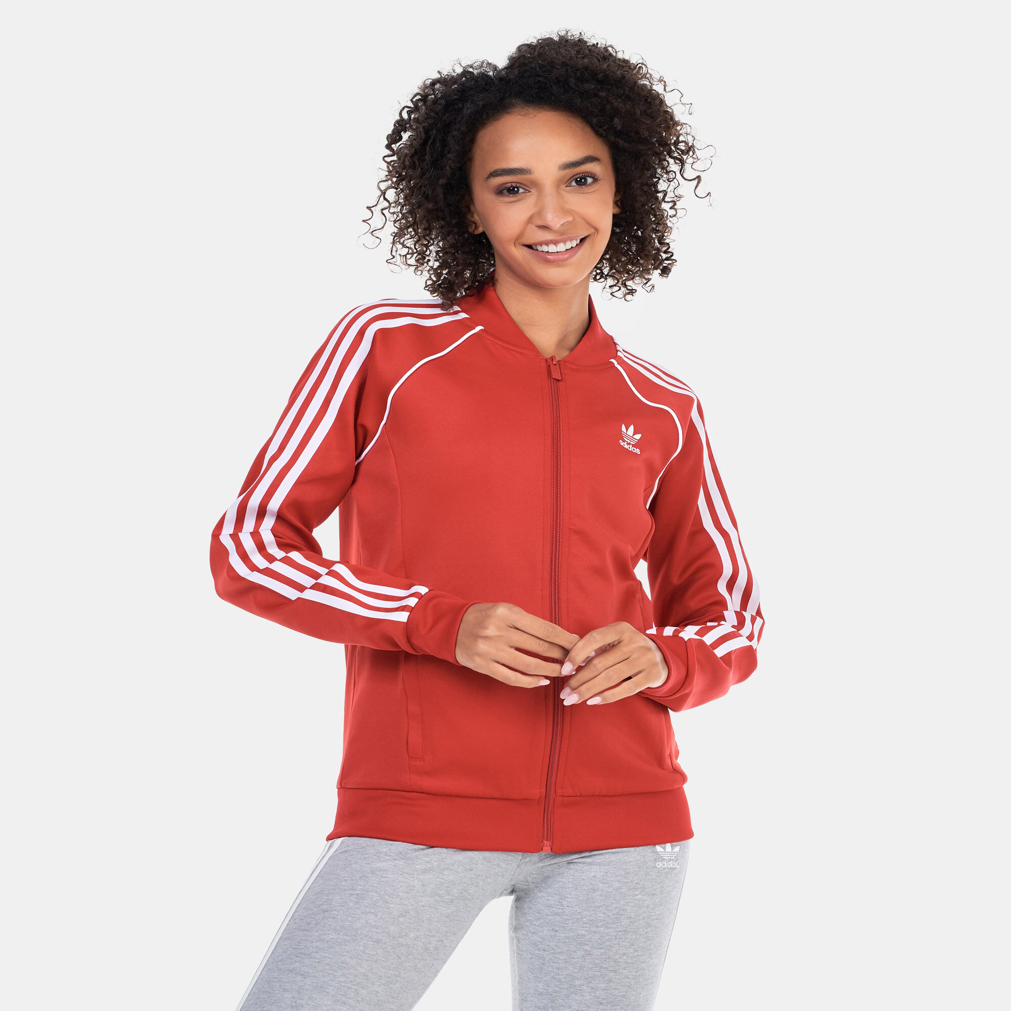 Adidas track jacket women's top red
