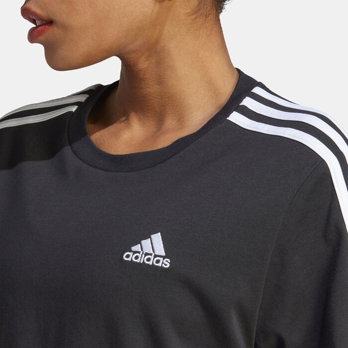 adidas Women's Essentials 3-Stripes Crop Top Black image number 3