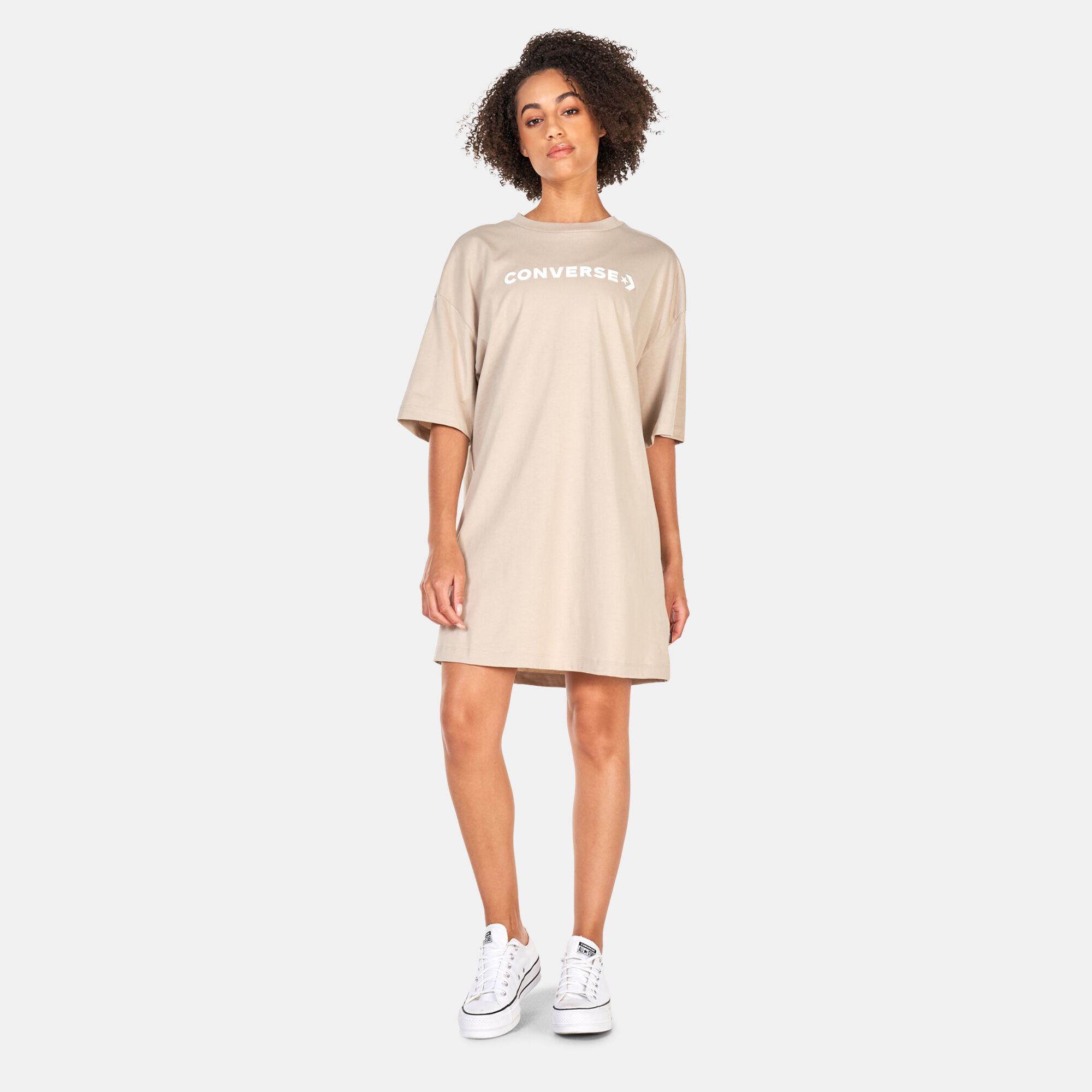 Women s Icon Play T Shirt Dress Beige Converse in Kuwait SSS