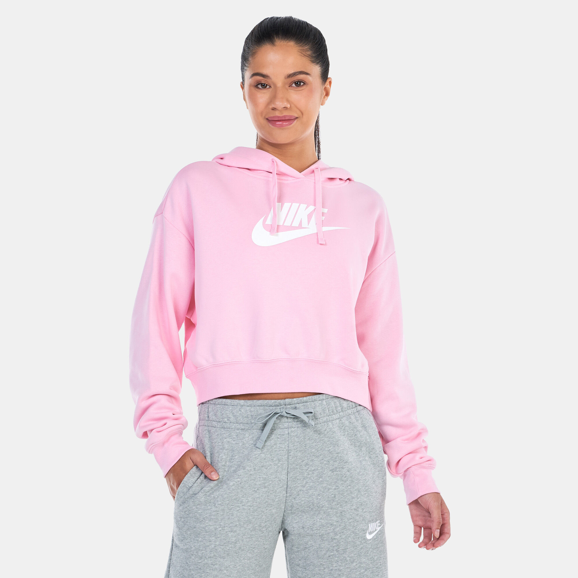 Grey and pink nike hoodie best sale