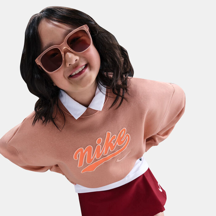 Nike Kids' Sportswear Trend Fleece Cropped Hoodie Pink image number 5