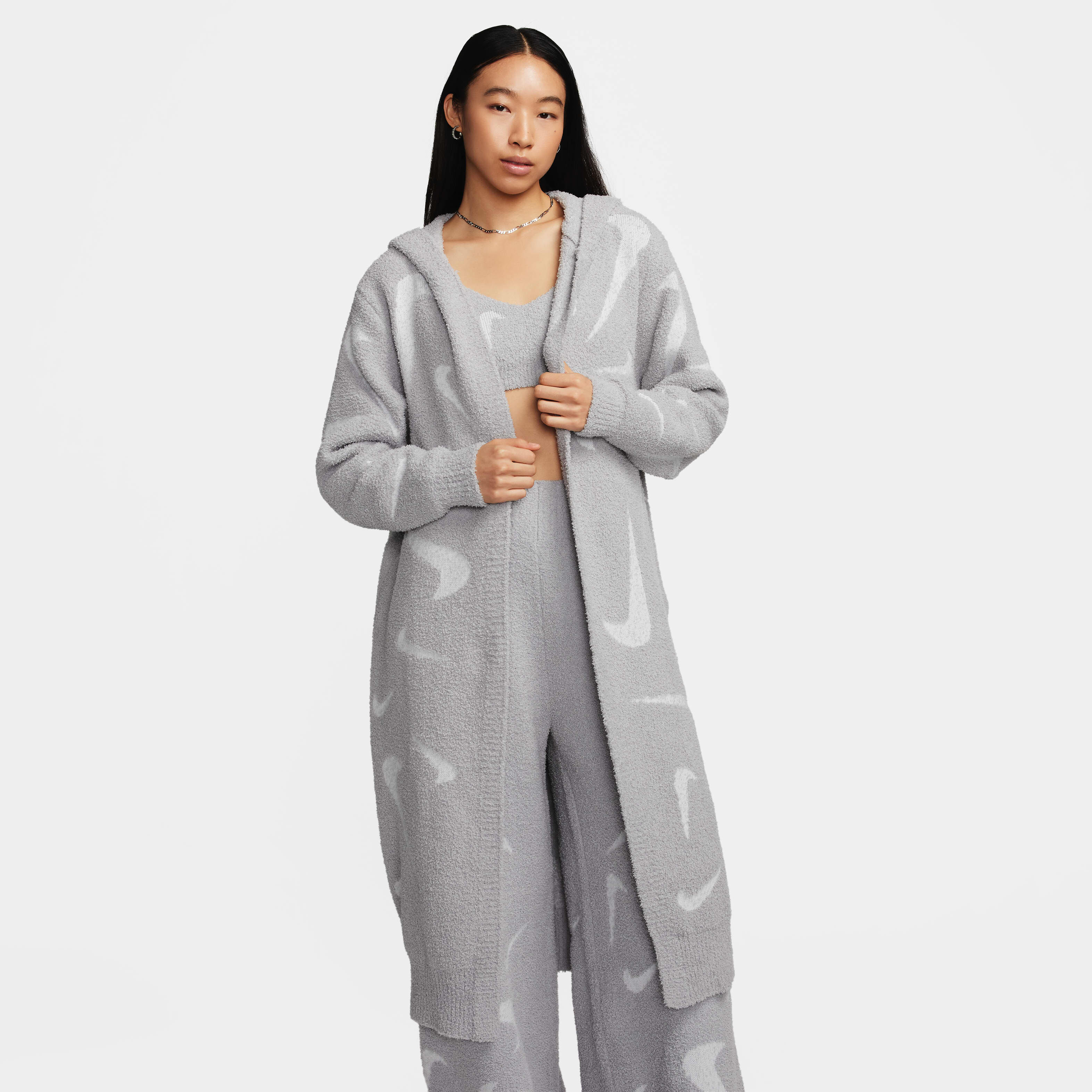 Women s Sportswear Phoenix Cosy Boucle Long Cardigan Grey Nike in Kuwait SSS