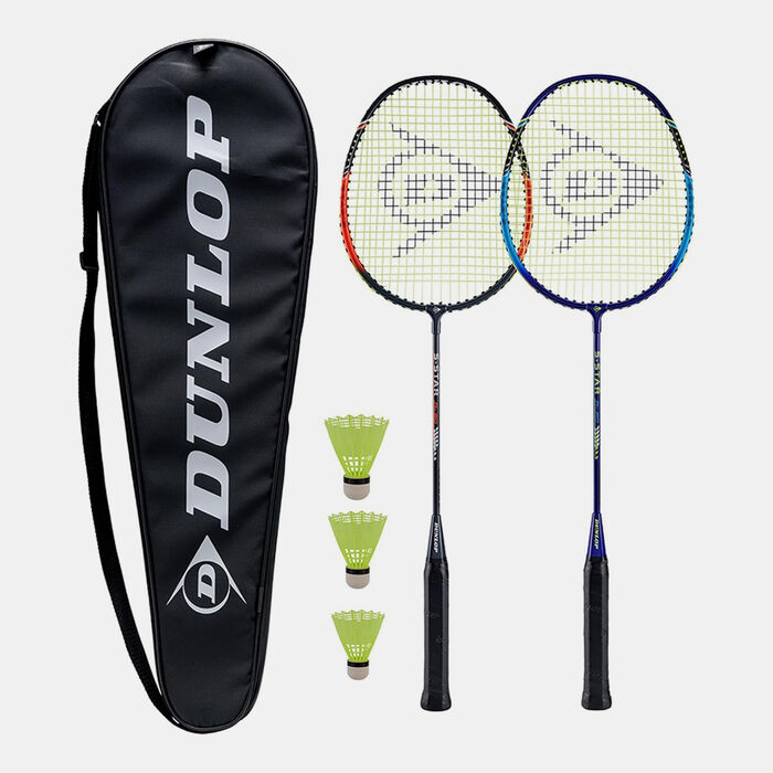 Dunlop S-STAR AX20 G6 HQ NF 2 Player Badminton Racket Set Multi image number 0