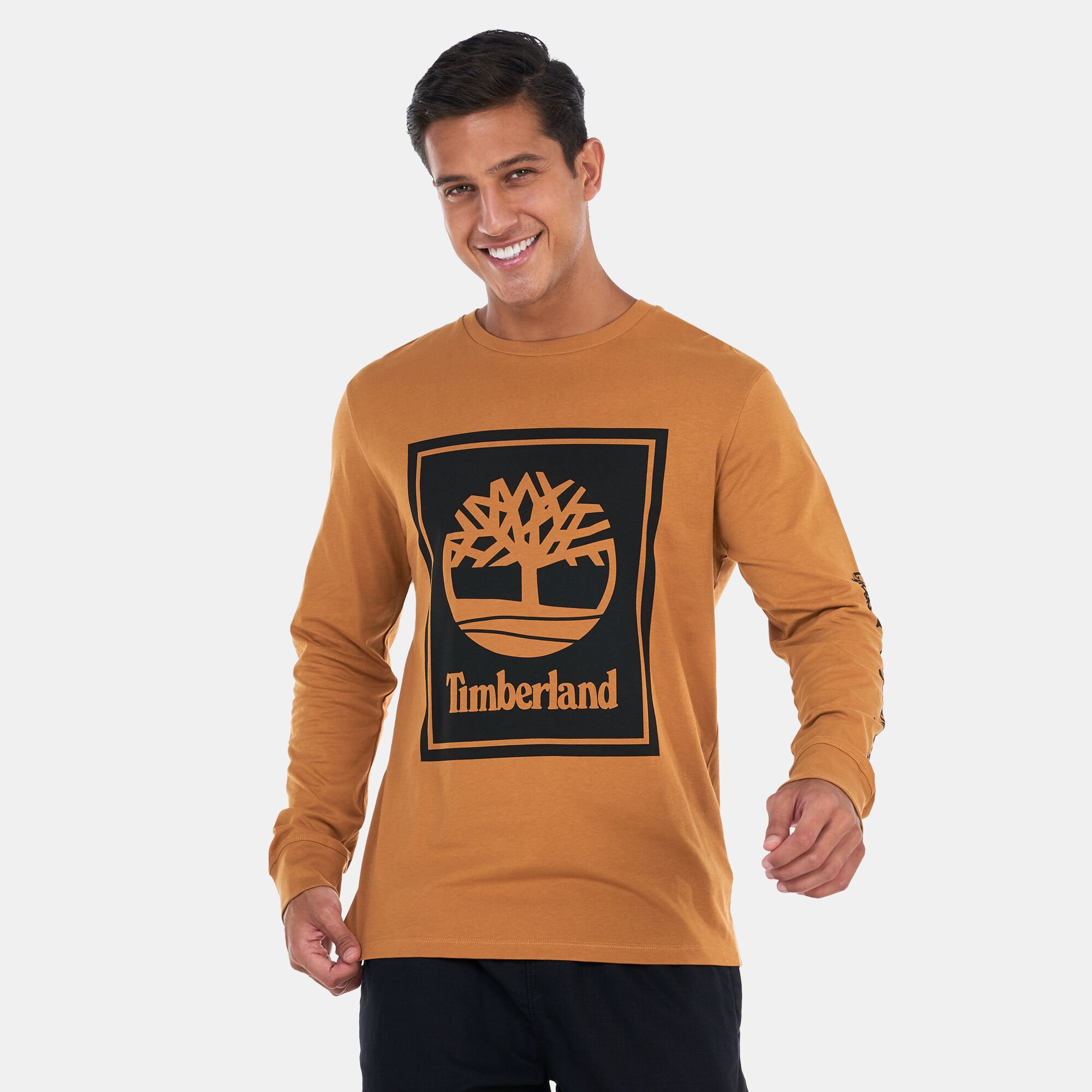 Buy Timberland Men s Logo Long Sleeve T Shirt Brown in Kuwait SSS