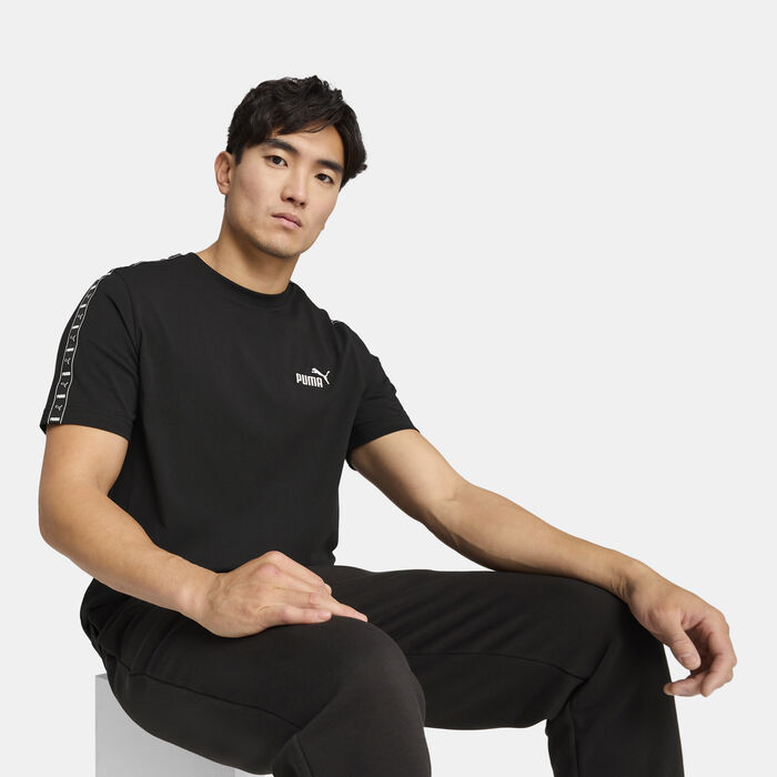 PUMA Men's Essentials+ Tape T-Shirt Black image number 0