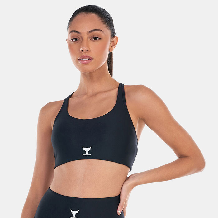 Under Armour Women's Project Rock All Train Crossback Medium-Support Sports Bra Black image number 0