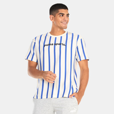 PUMA Men's TEAM Striped T-Shirt White