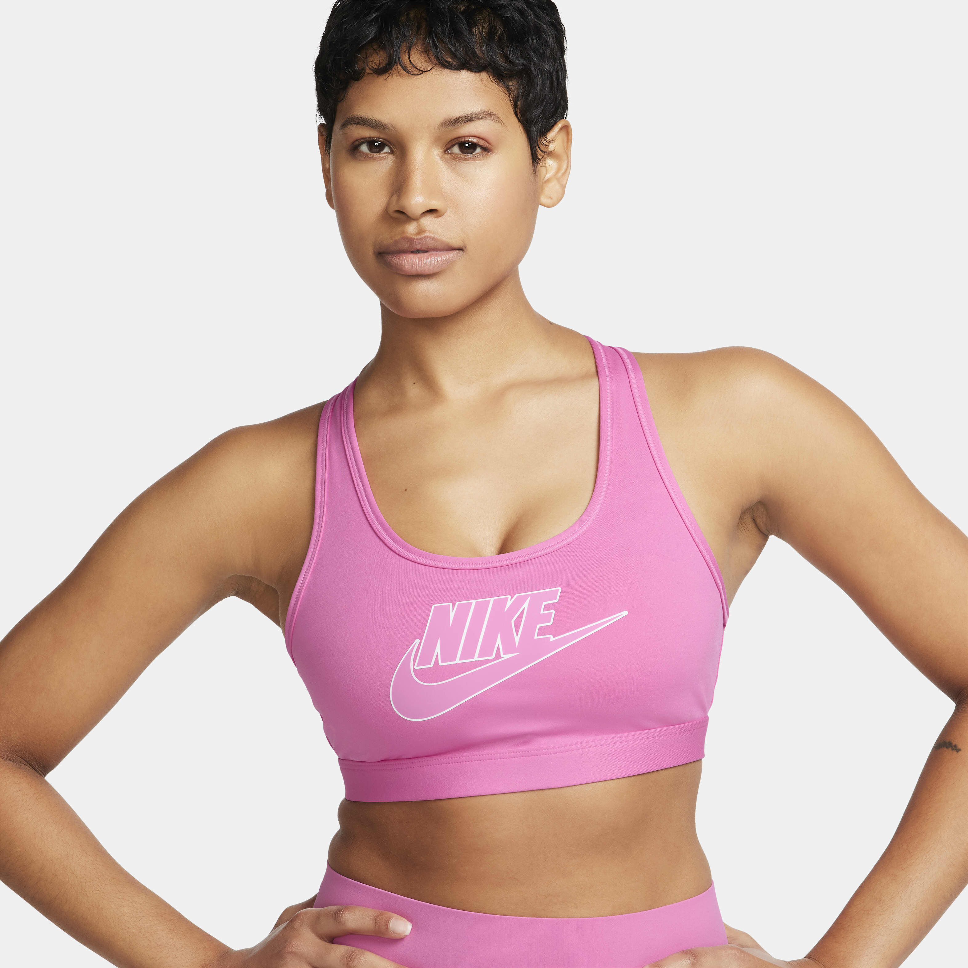 Women s Swoosh Medium Support Padded Logo Sports Bra Pink Nike in Kuwait SSS