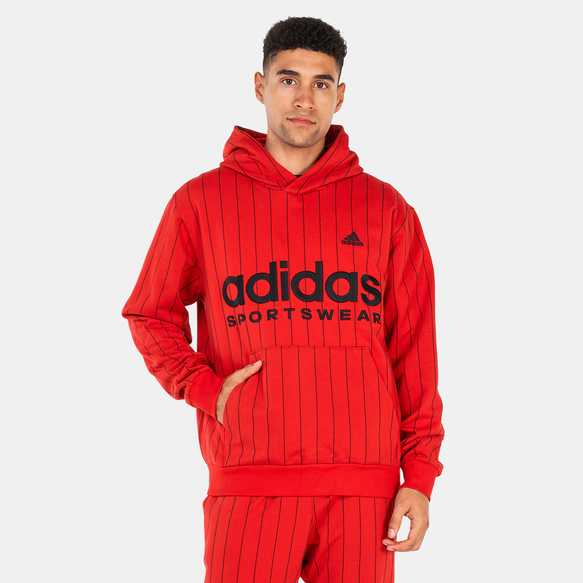 Buy adidas Men s Pinstripe Fleece Pullover Hoodie Red in Kuwait SSS