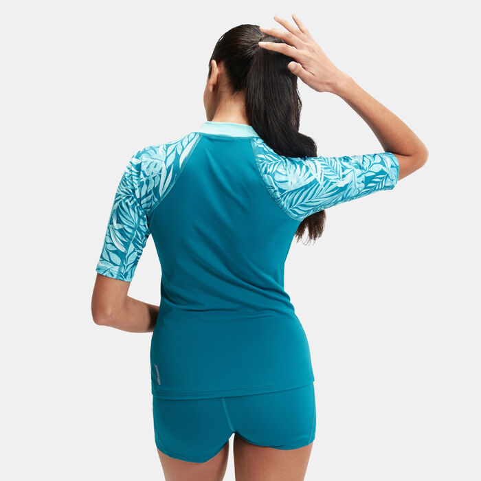 Speedo Women's Printed Swimming Rashguard Blue image number 1