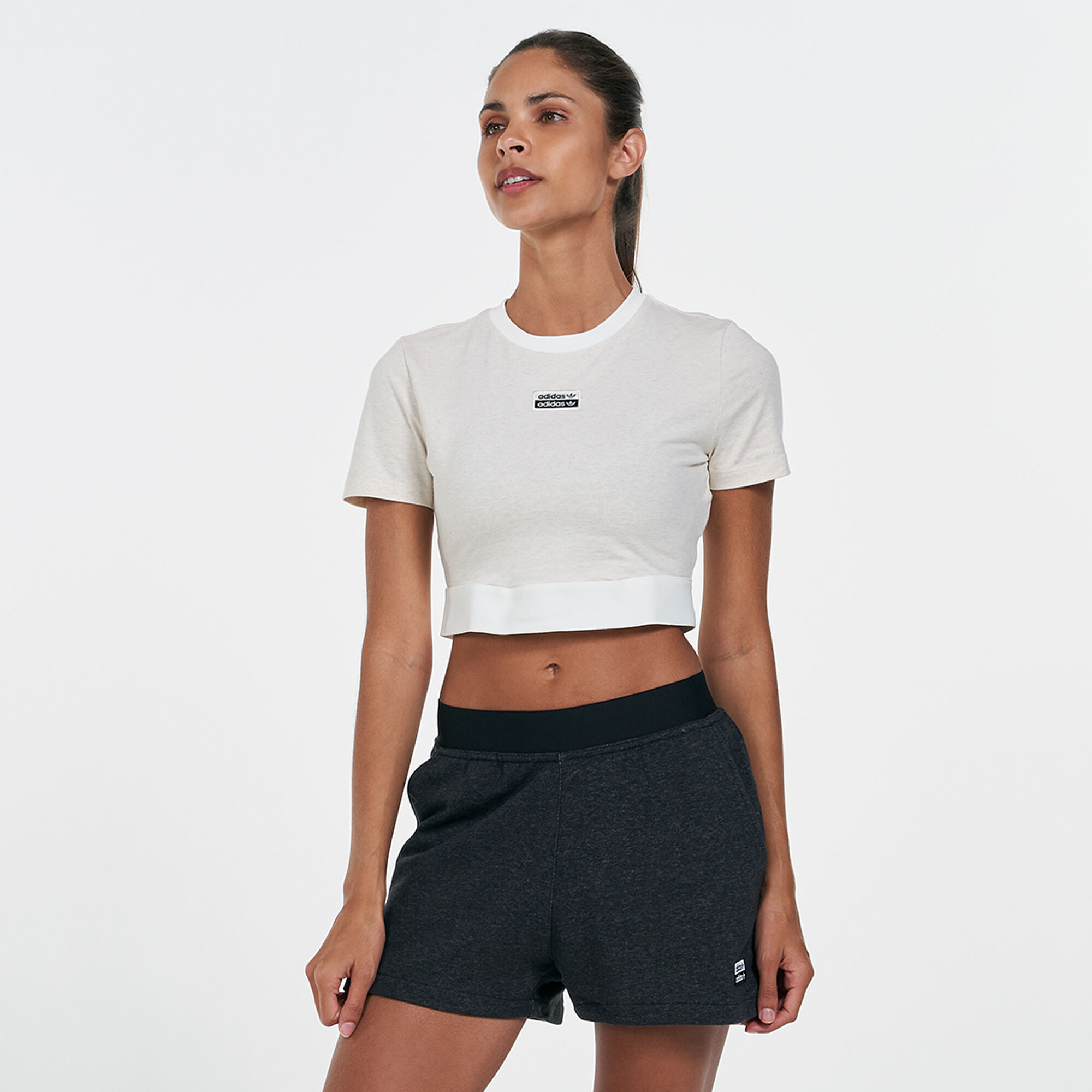 Adidas originals ryv taping cropped sweatshirt in white on sale