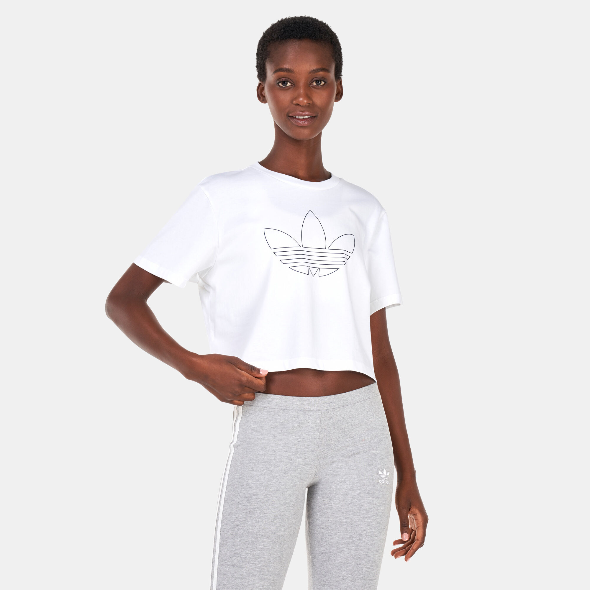 White cropped adidas top cheap