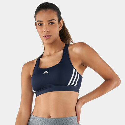 adidas Women's Powerreact Training Medium-Support 3-Stripes Sports Bra Blue