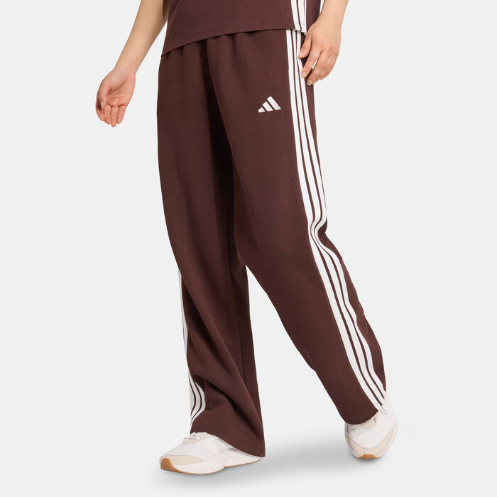 adidas Women's Essentials 3-Stripes Open-Hem Fleece Joggers Brown image number 0