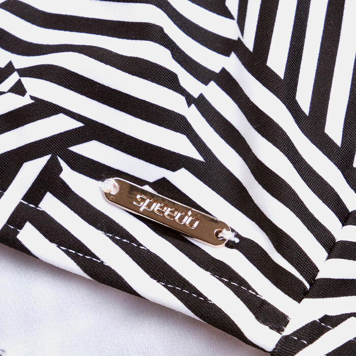 Speedo Women's Shaping Printed Asymmetric Swimming Top Black image number 3