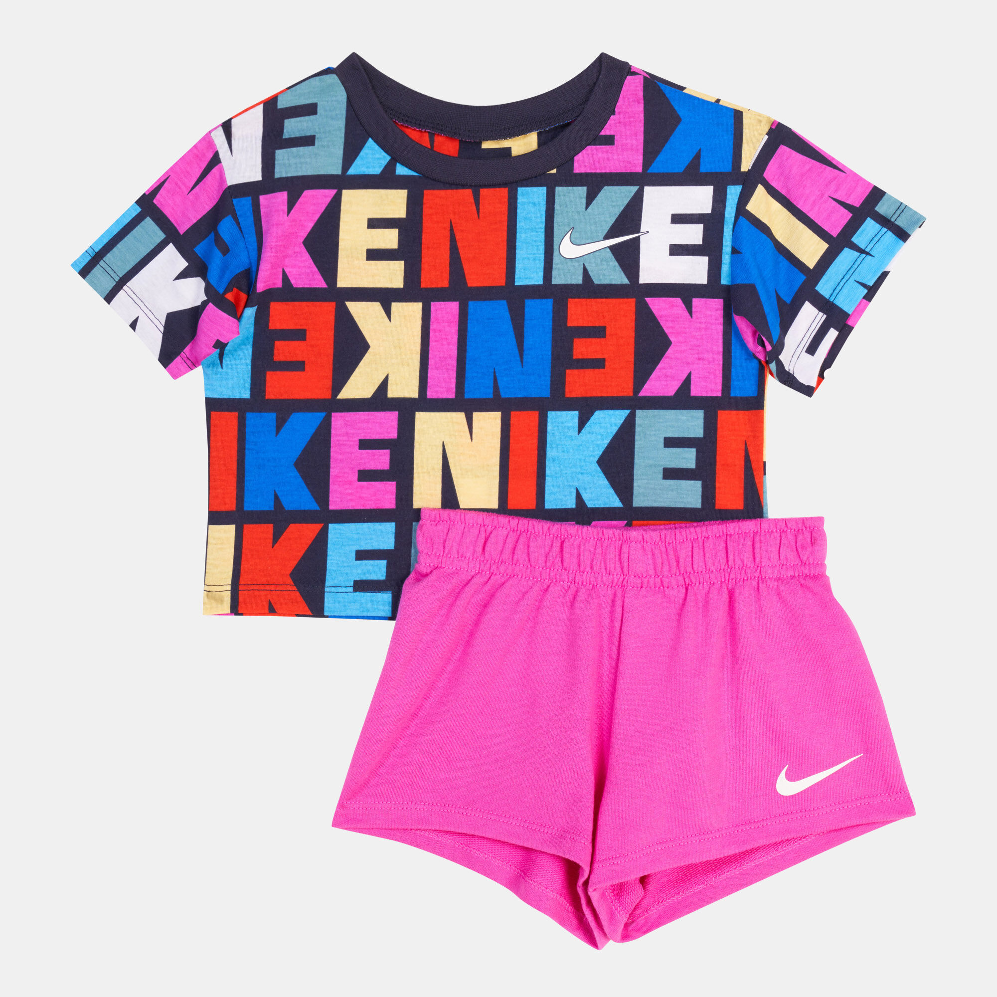 Pink nike short set sales