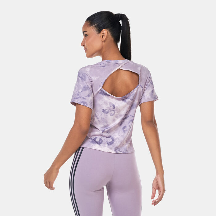 adidas Women's Train Essentials Tie-Dye Training T-Shirt Purple image number 1